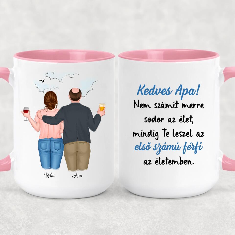 Egyedi bögre édesapáknak - akár 2 lánnyal