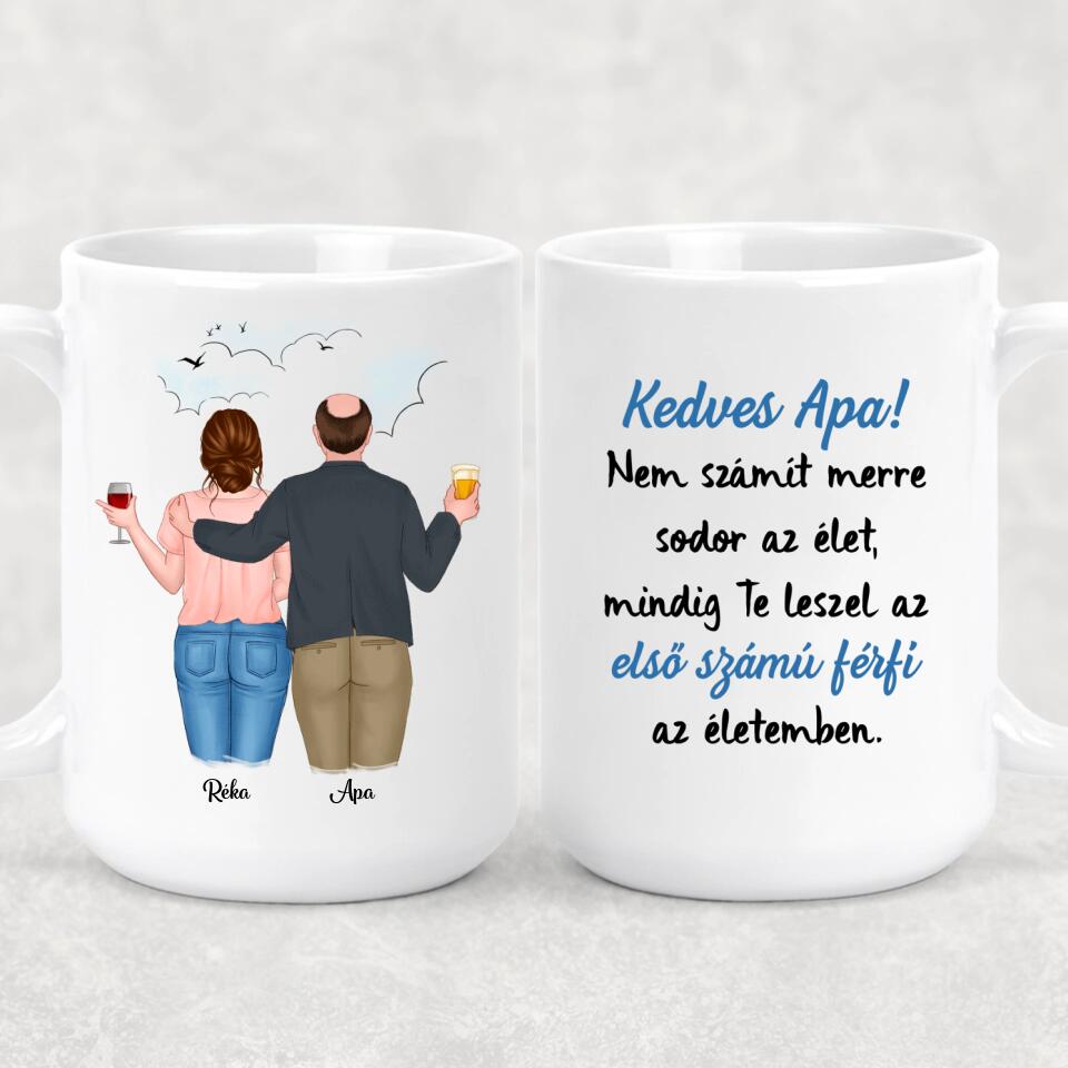Egyedi bögre édesapáknak - akár 2 lánnyal