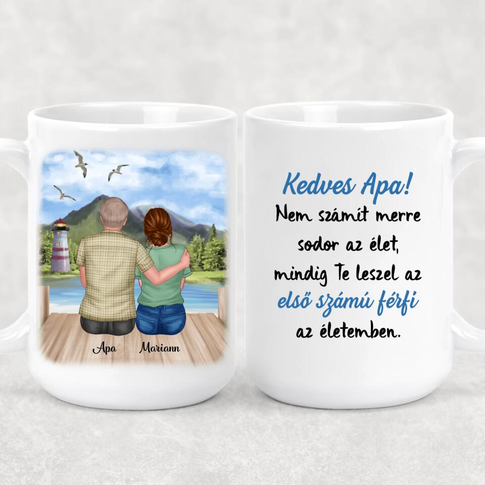 Egyedi bögre édesapáknak - apa és lánya