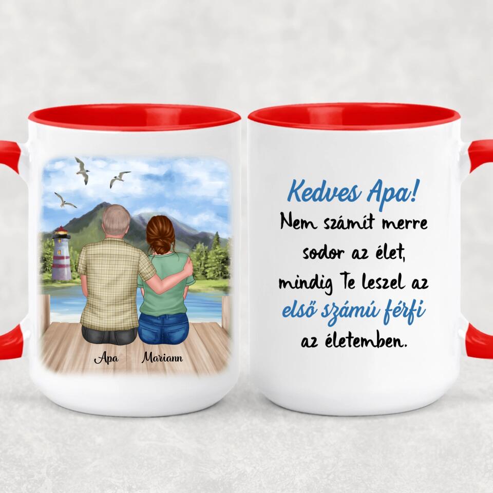Egyedi bögre édesapáknak - apa és lánya