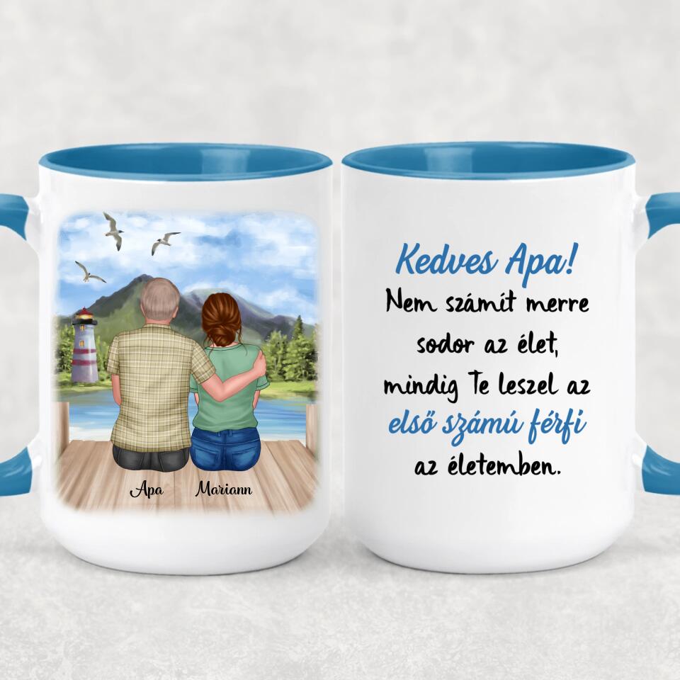 Egyedi bögre édesapáknak - apa és lánya