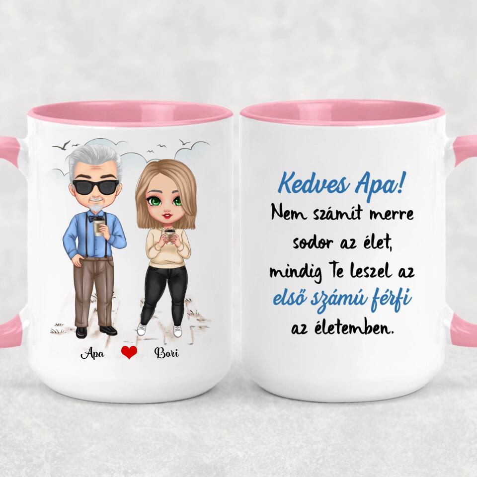 Egyedi bögre édesapáknak chibi karakterekkel