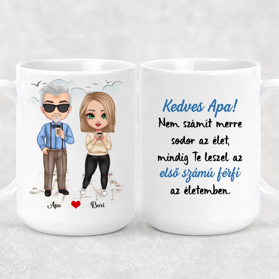 Egyedi bögre édesapáknak chibi karakterekkel
