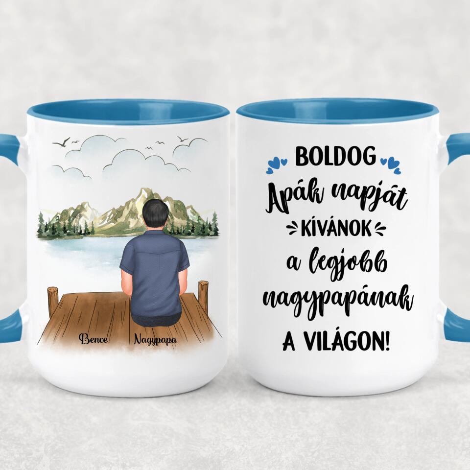 Egyedi bögre nagypapáknak, akár 3 gyermekkel