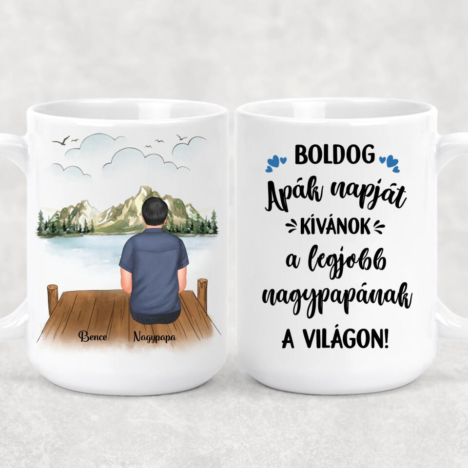 Egyedi bögre nagypapáknak, akár 3 gyermekkel
