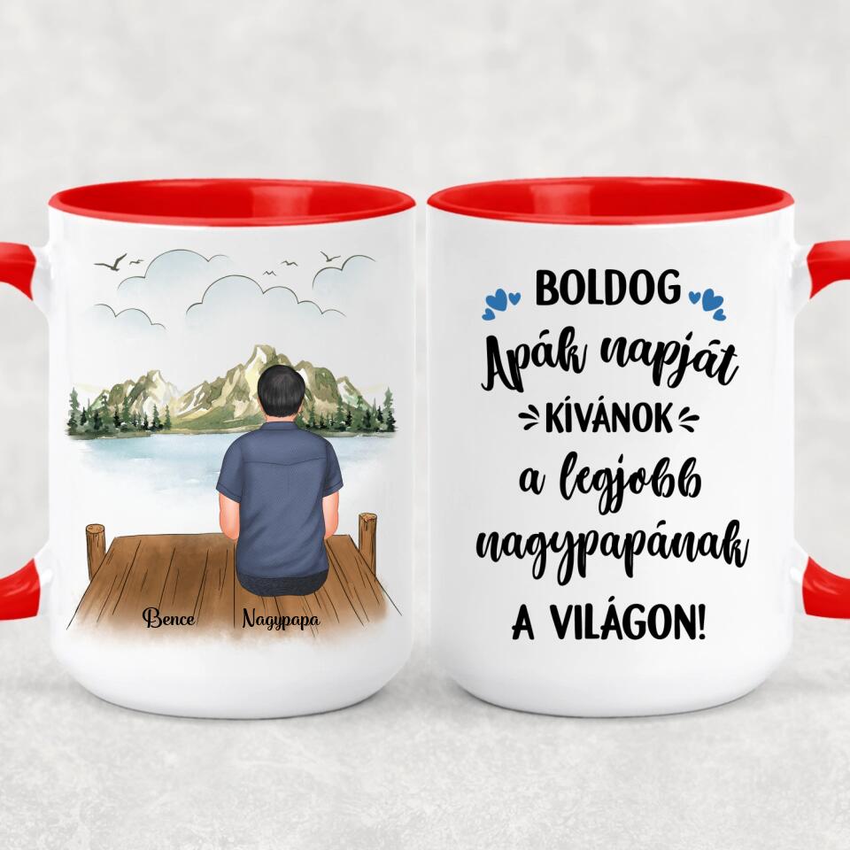 Egyedi bögre nagypapáknak, akár 3 gyermekkel
