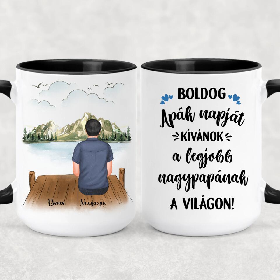 Egyedi bögre nagypapáknak, akár 3 gyermekkel