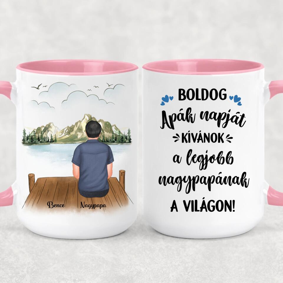 Egyedi bögre nagypapáknak, akár 3 gyermekkel