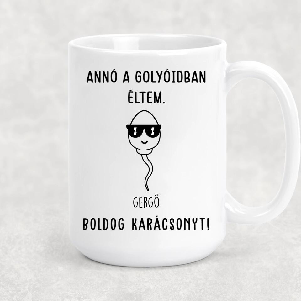 Egyedi bögre édesapáknak - annó a golyóidban éltem