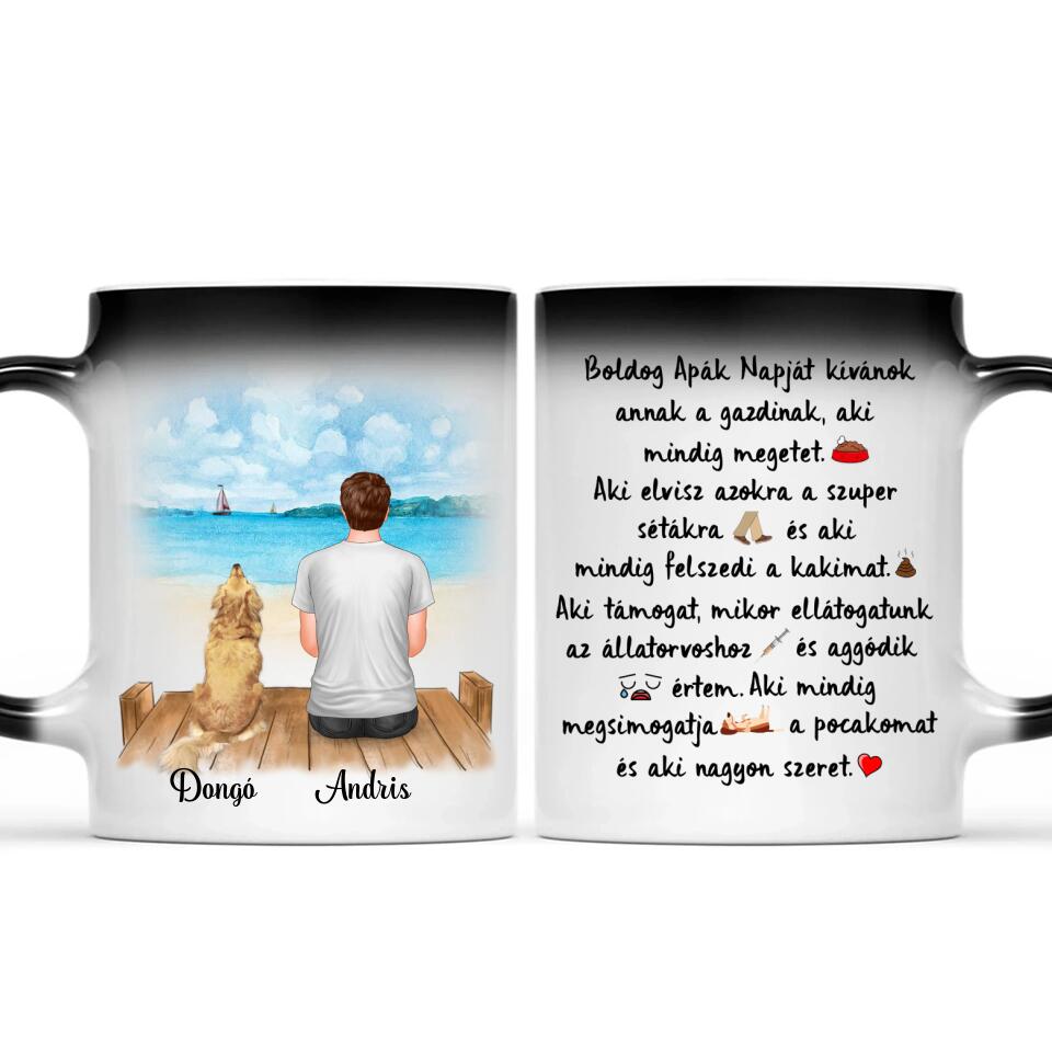 Egyedi Apák napi bögre gazdiknak, akár 2 kutyával