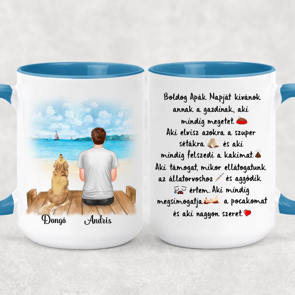 Egyedi Apák napi bögre gazdiknak, akár 2 kutyával