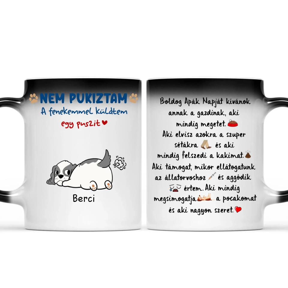 Egyedi bögre Apák napjára - pukizós kutyák