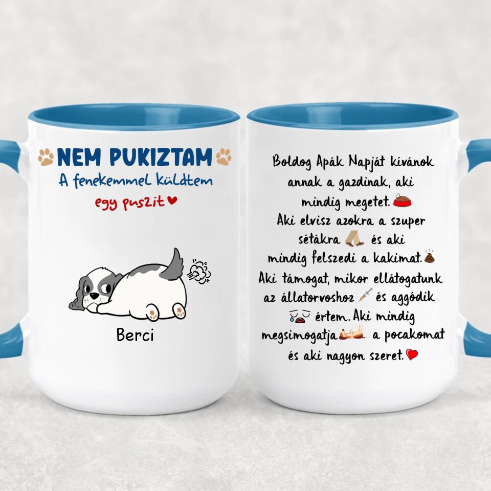 Egyedi bögre Apák napjára - pukizós kutyák