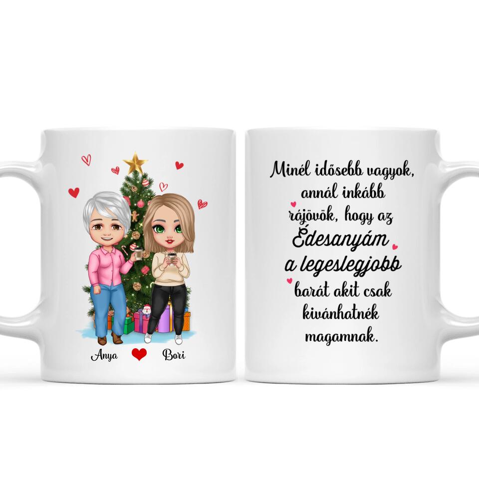 Egyedi karácsonyi bögre édesanyáknak - anya és lánya
