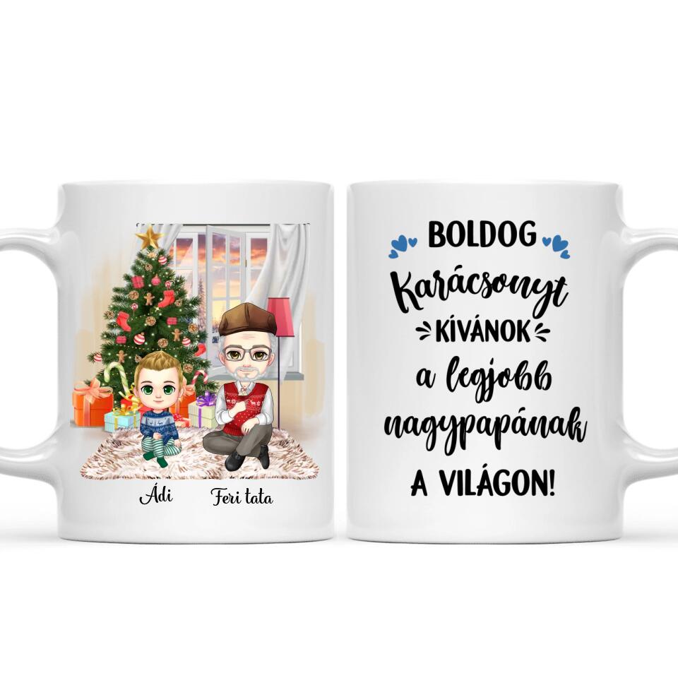 Egyedi karácsonyi bögre nagypapáknak - chibi papa