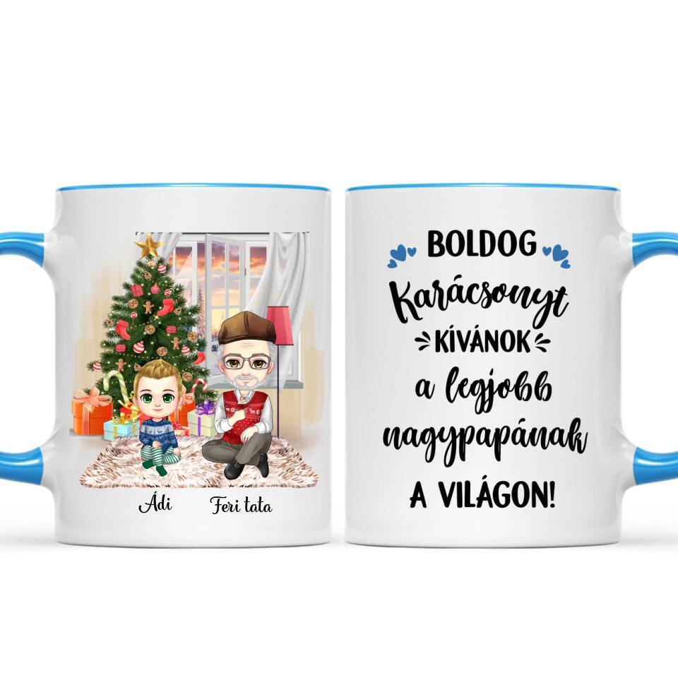 Egyedi karácsonyi bögre nagypapáknak - chibi papa