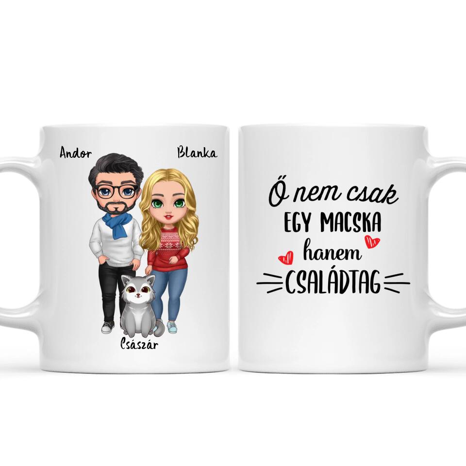 Egyedi karácsonyi cicás bögre - szerelmespár és macskák