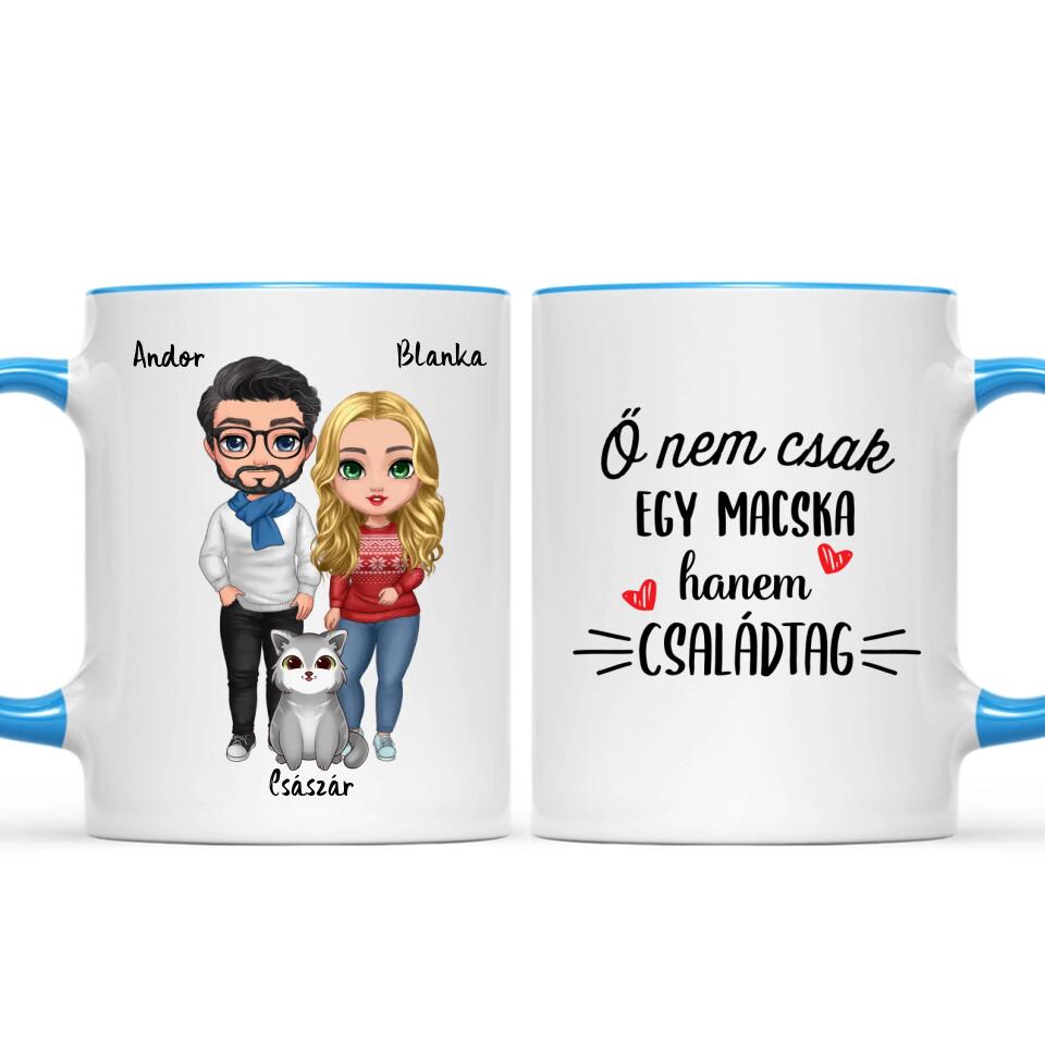 Egyedi karácsonyi cicás bögre - szerelmespár és macskák