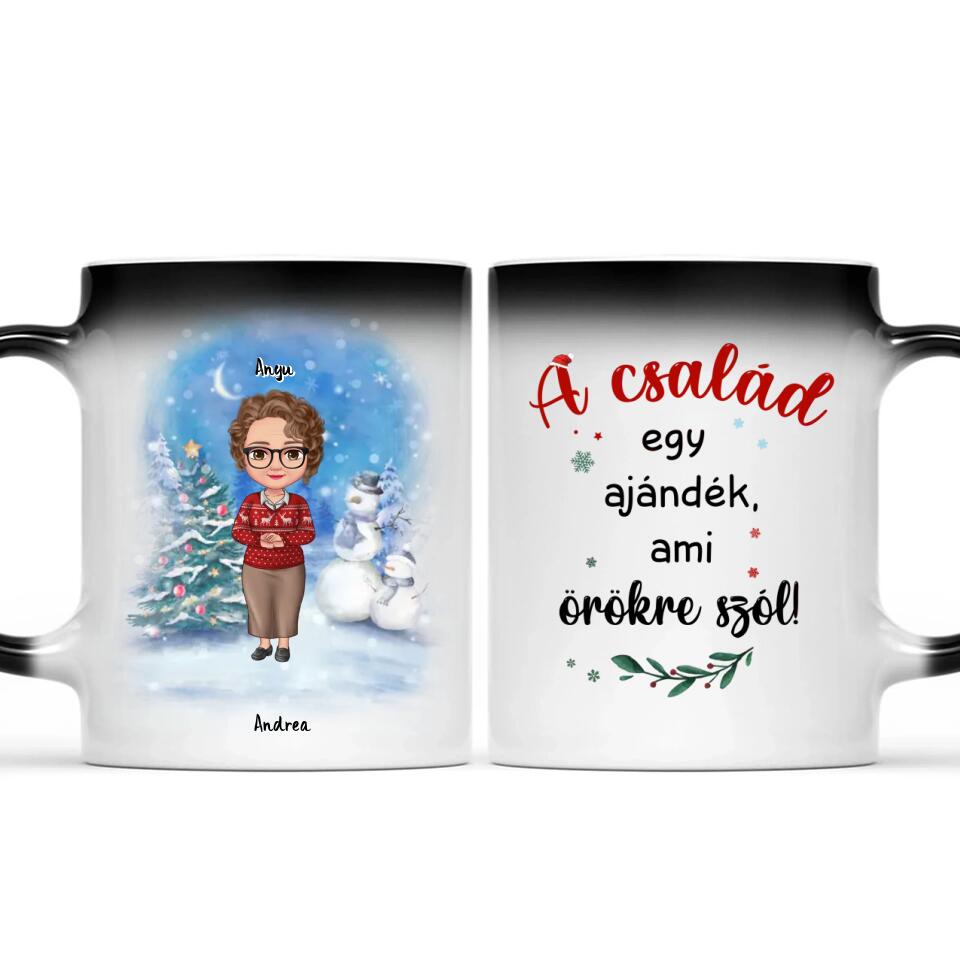 Egyedi karácsonyi bögre édesanyáknak - akár 6 felnőtt gyermekkel