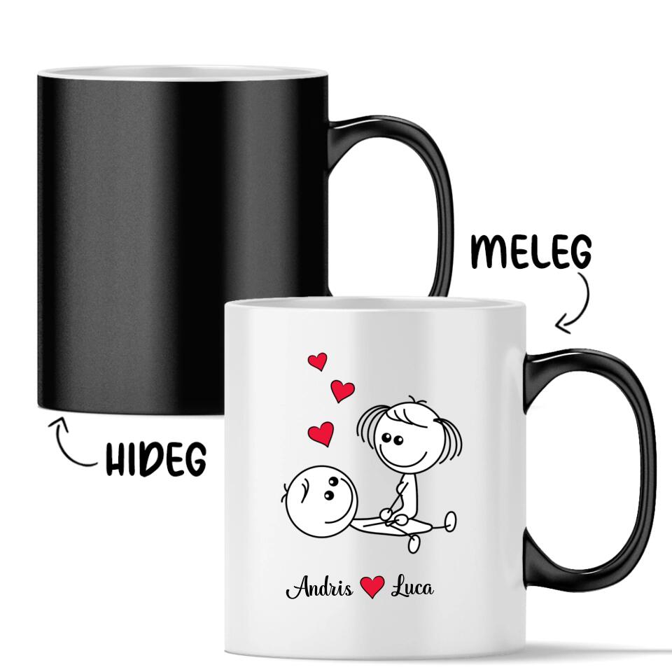 Egyedi bögre pároknak - szerelmeskedő figurák