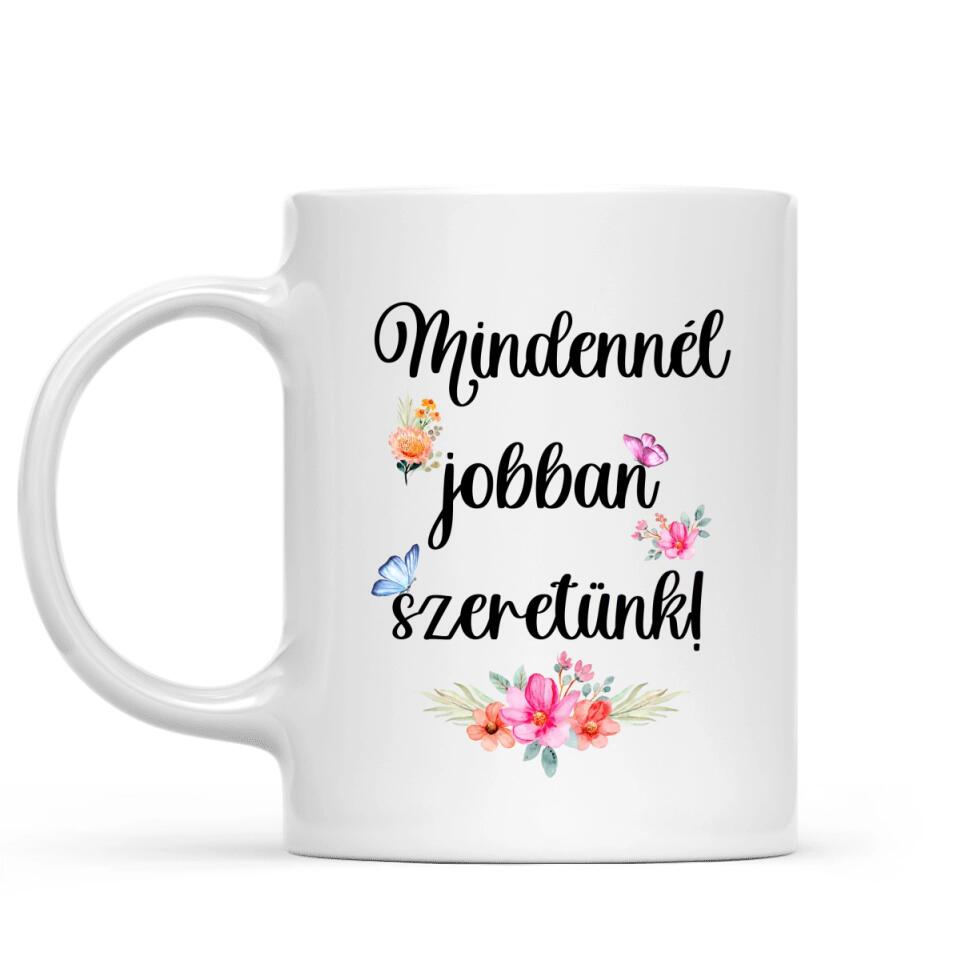 Egyedi családi bögre édesanyáknak - mindennél jobban szeretünk