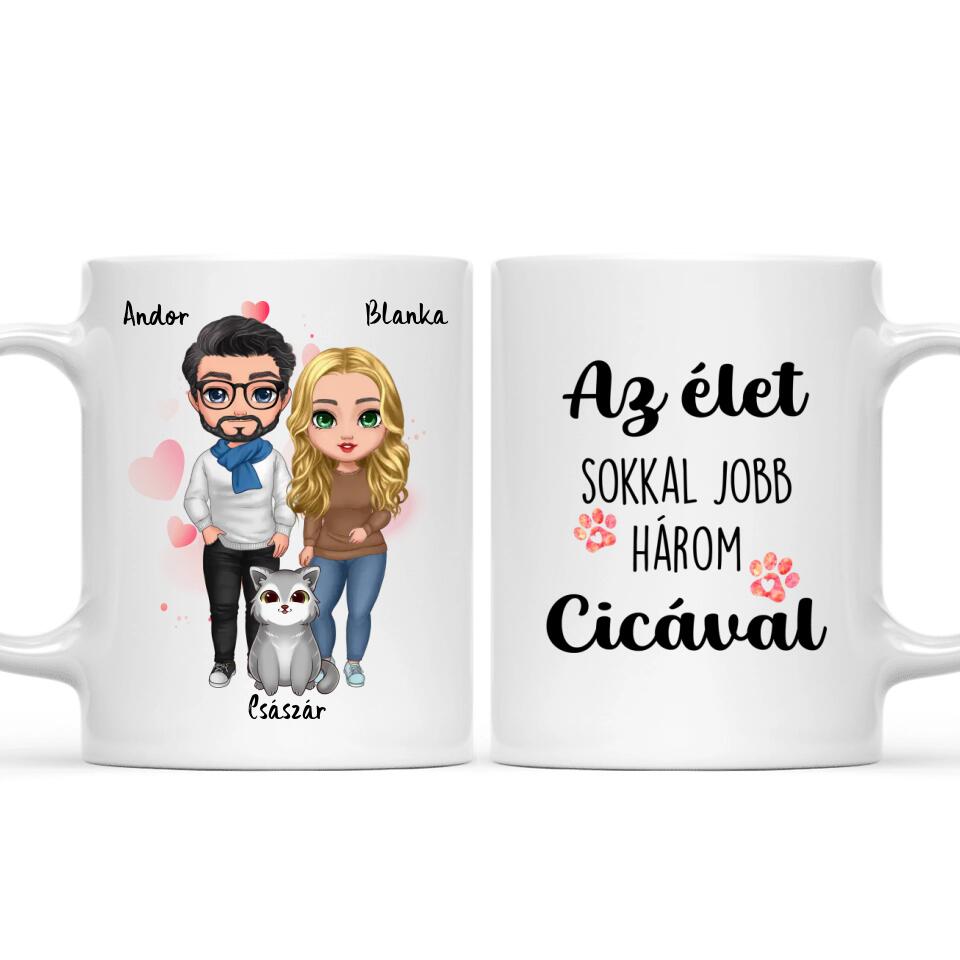 Egyedi cicás bögre pároknak - akár 5 macskával
