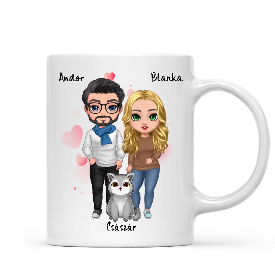 Egyedi cicás bögre pároknak - akár 5 macskával