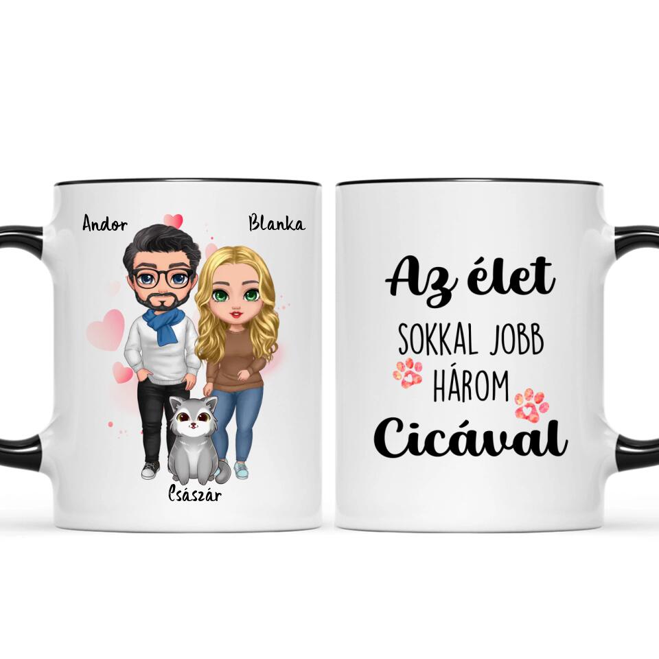 Egyedi cicás bögre pároknak - akár 5 macskával