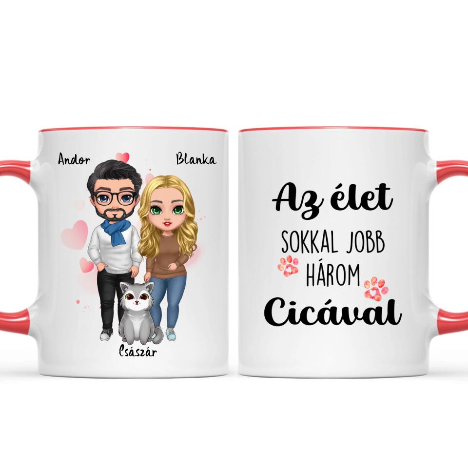 Egyedi cicás bögre pároknak - akár 5 macskával