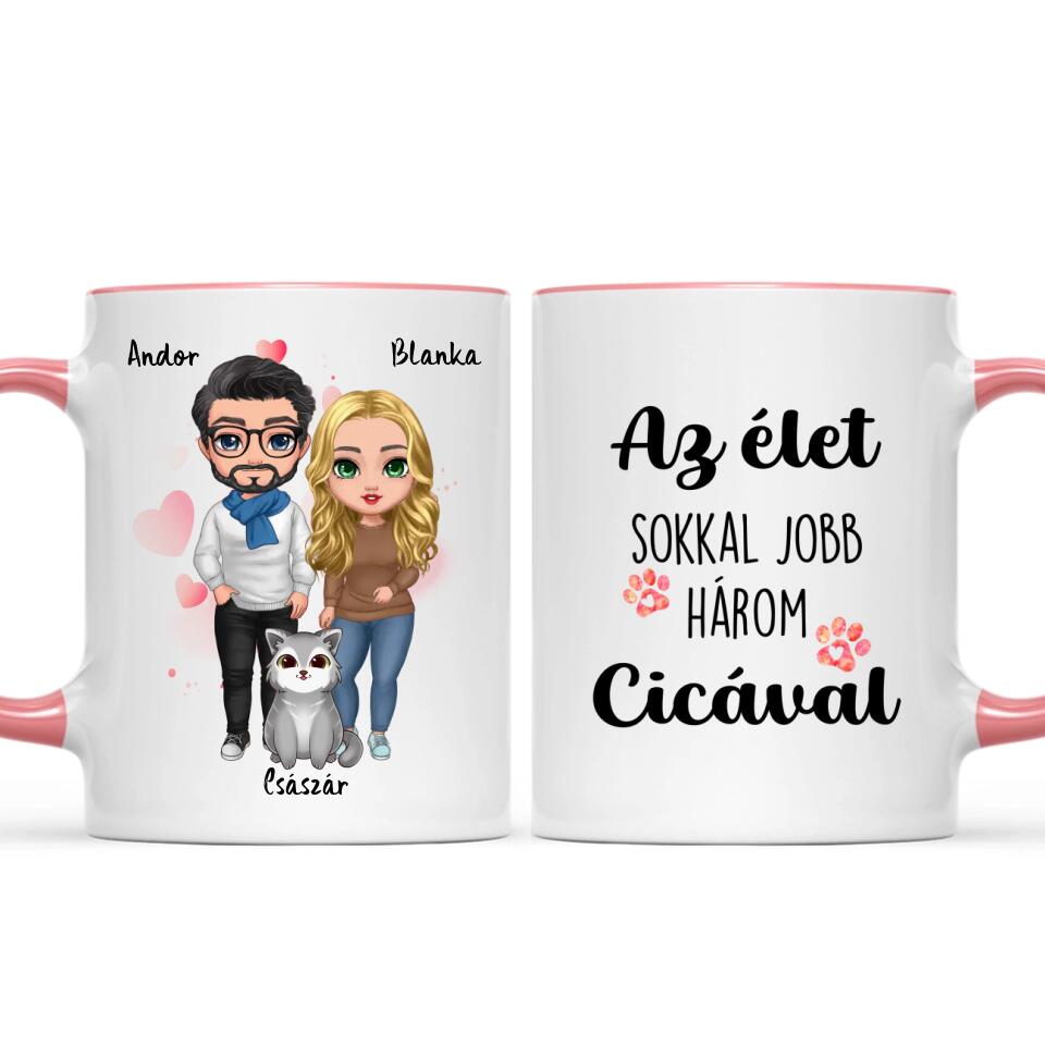 Egyedi cicás bögre pároknak - akár 5 macskával