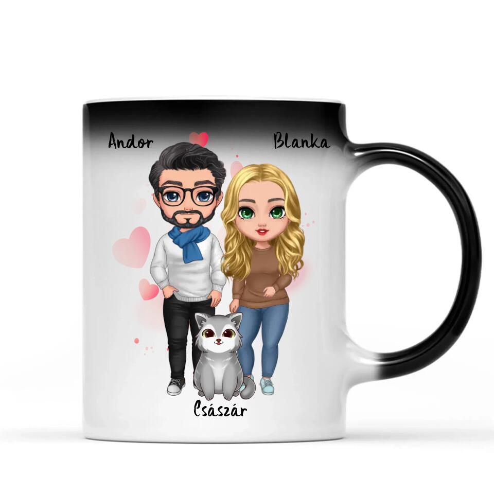 Egyedi cicás bögre pároknak - akár 5 macskával