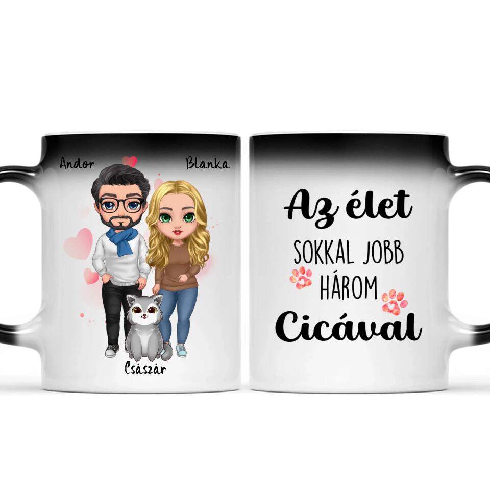 Egyedi cicás bögre pároknak - akár 5 macskával