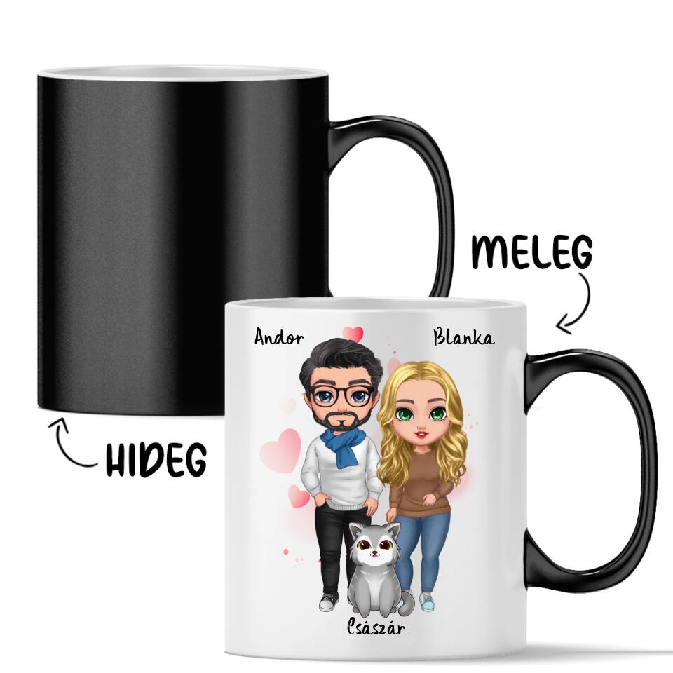 Egyedi cicás bögre pároknak - akár 5 macskával