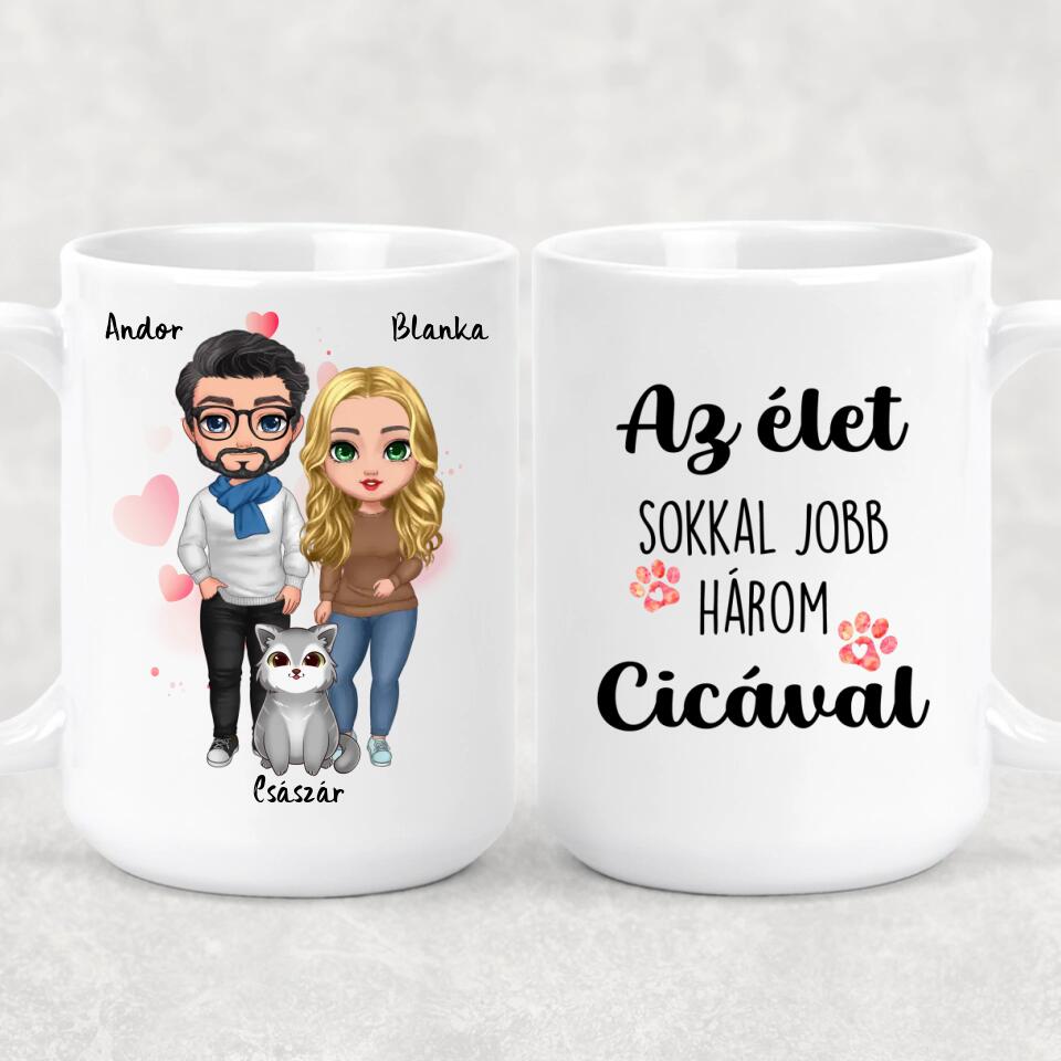 Egyedi cicás bögre pároknak - akár 5 macskával