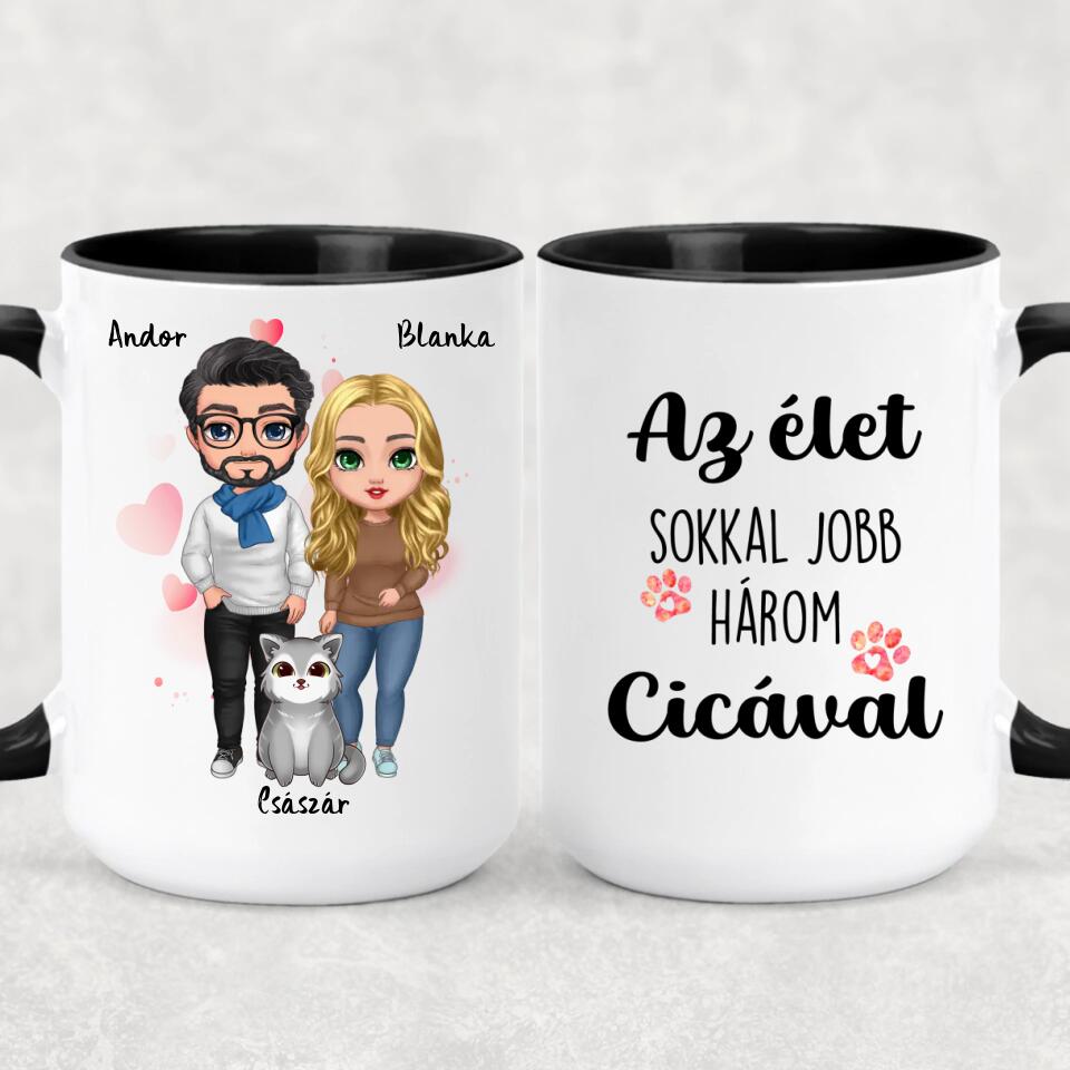 Egyedi cicás bögre pároknak - akár 5 macskával