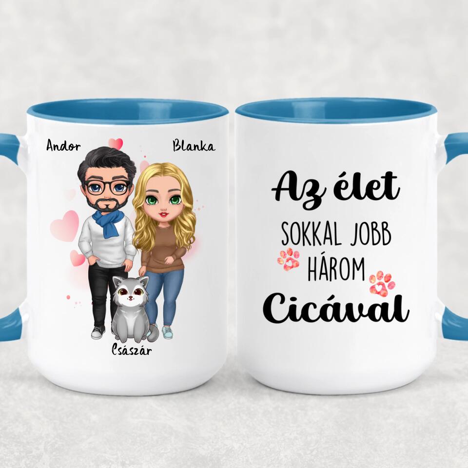 Egyedi cicás bögre pároknak - akár 5 macskával