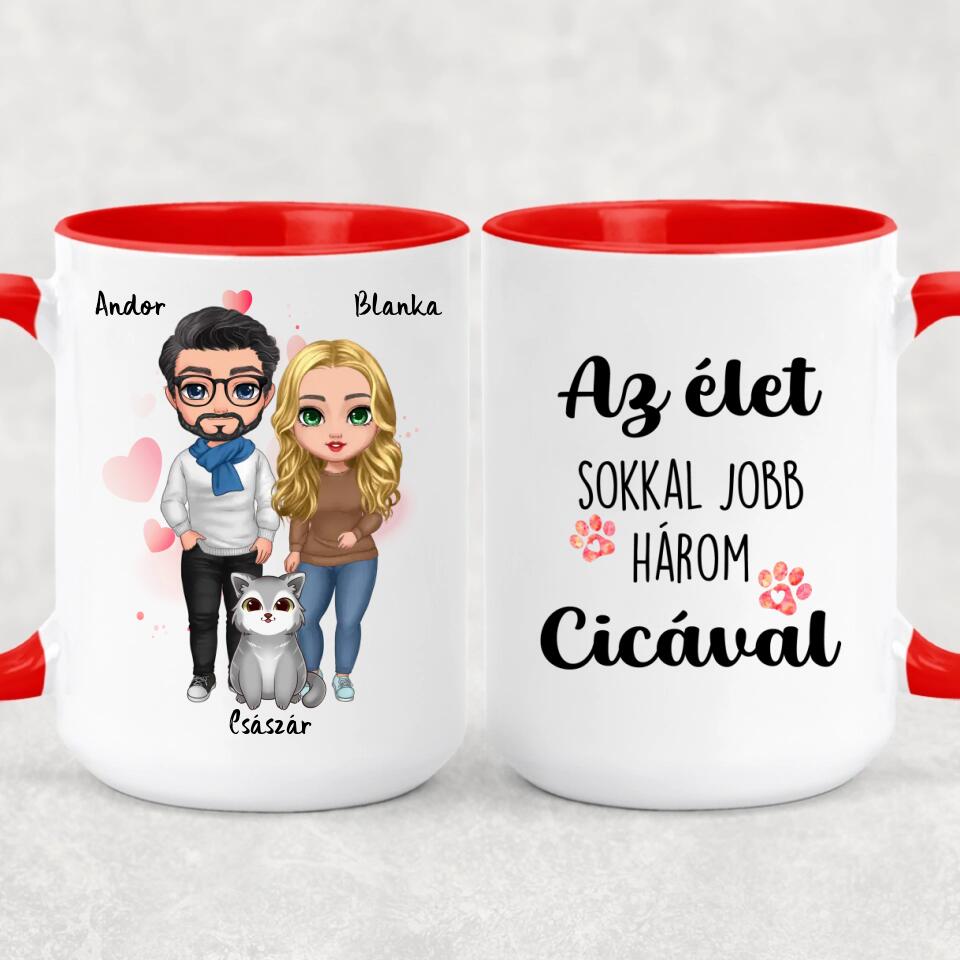 Egyedi cicás bögre pároknak - akár 5 macskával