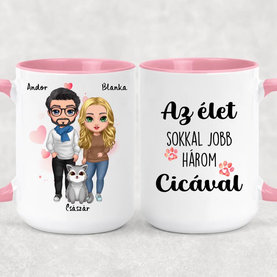 Egyedi cicás bögre pároknak - akár 5 macskával
