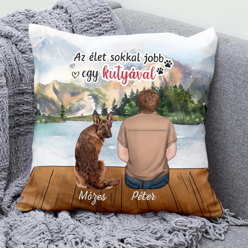 Egyedi kutyás párna fiú gazdinak - akár 4 kutyával