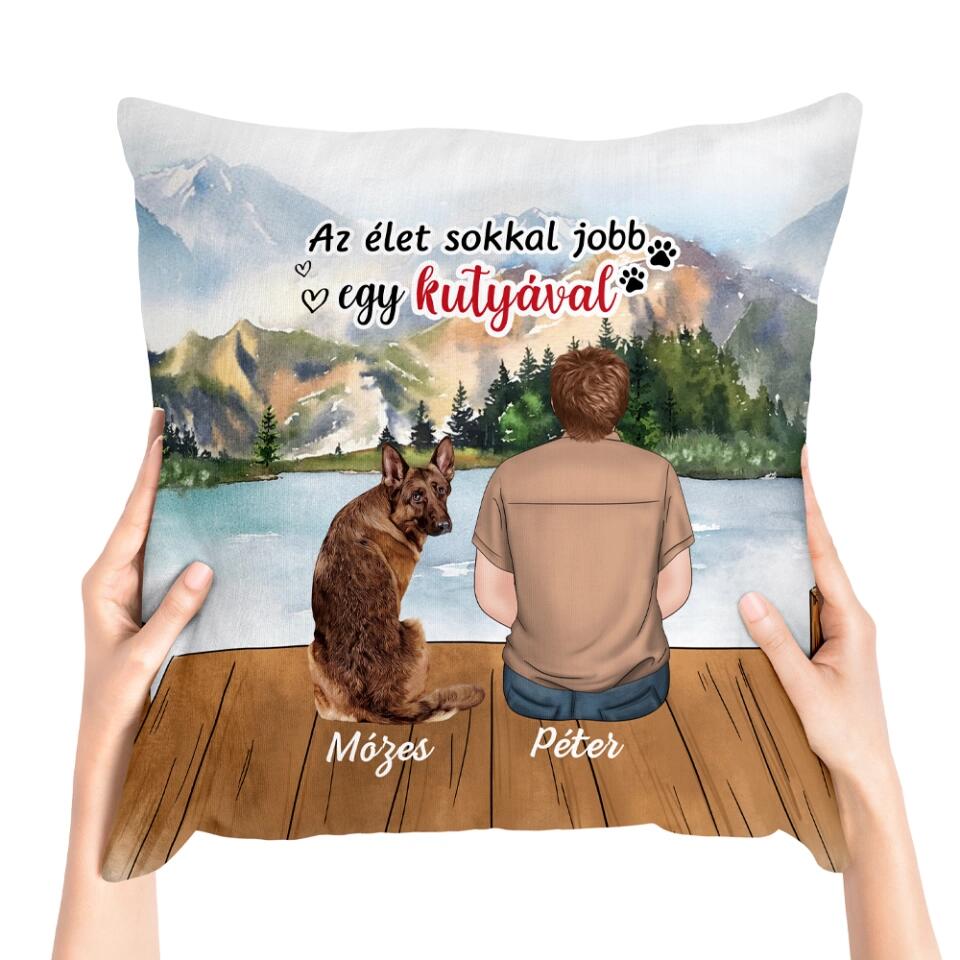 Egyedi kutyás párna fiú gazdinak - akár 4 kutyával