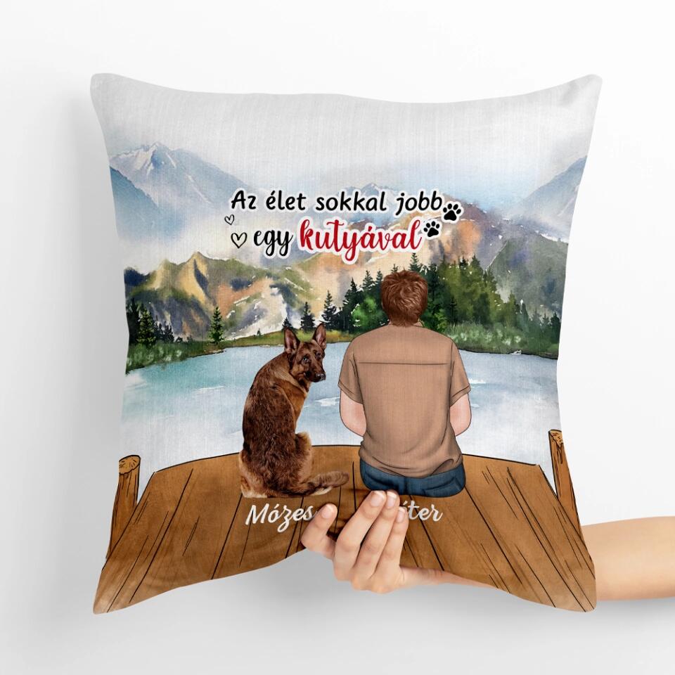 Egyedi kutyás párna fiú gazdinak - akár 4 kutyával