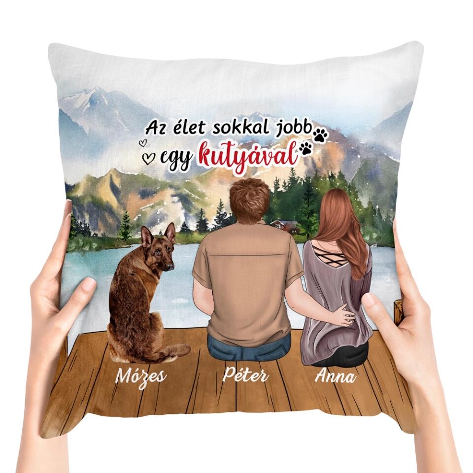 Egyedi kutyás párna szerelmespároknak - akár 3 kutyával