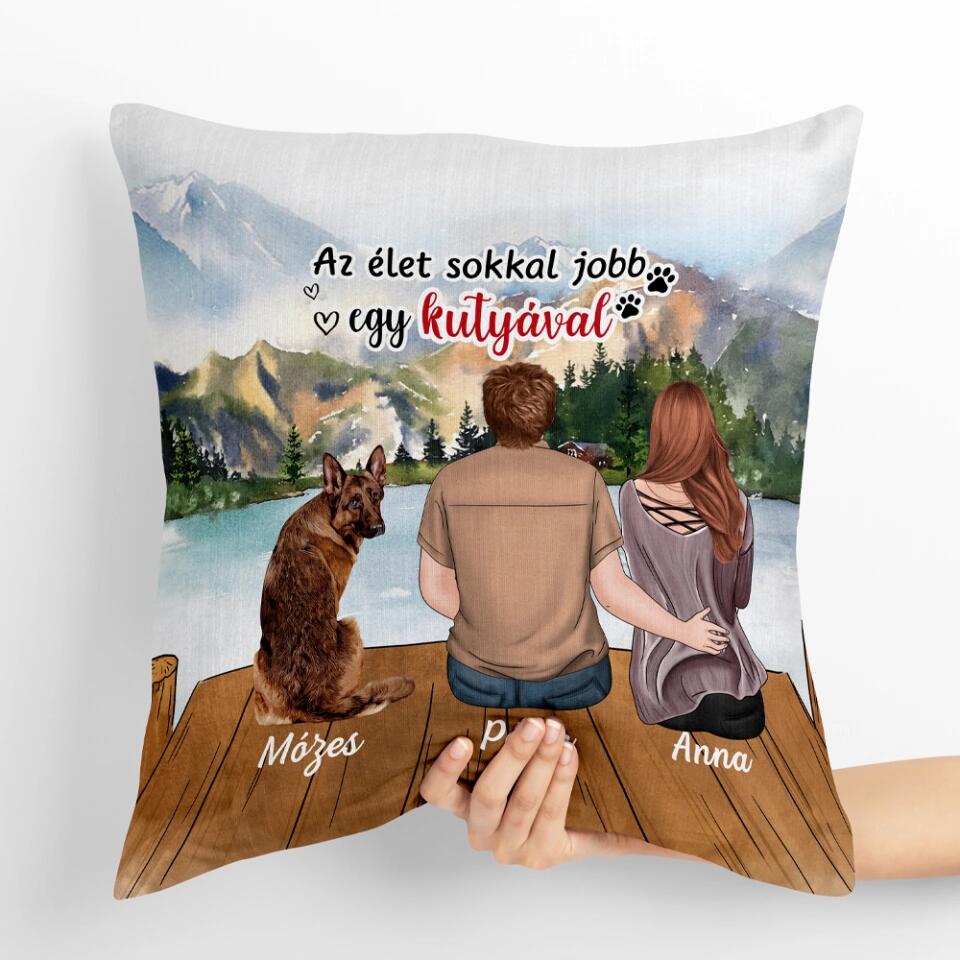 Egyedi kutyás párna szerelmespároknak - akár 3 kutyával