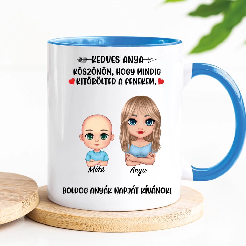 Egyedi bögre édesanyáknak - köszönöm, hogy kitörölted a fenekem