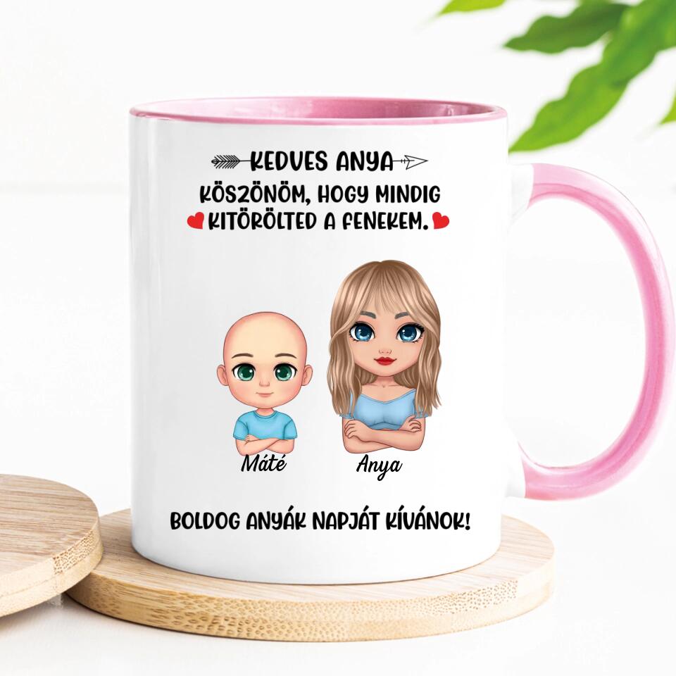 Egyedi bögre édesanyáknak - köszönöm, hogy kitörölted a fenekem