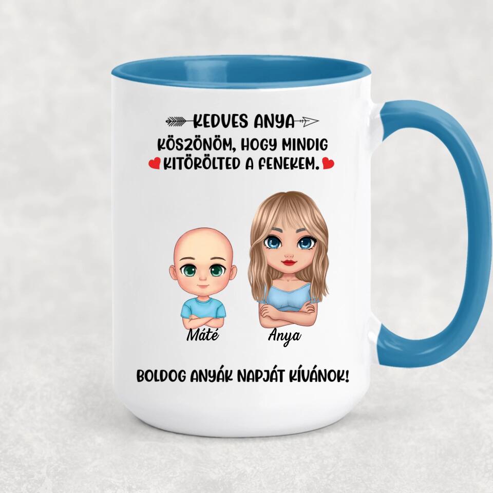 Egyedi bögre édesanyáknak - köszönöm, hogy kitörölted a fenekem