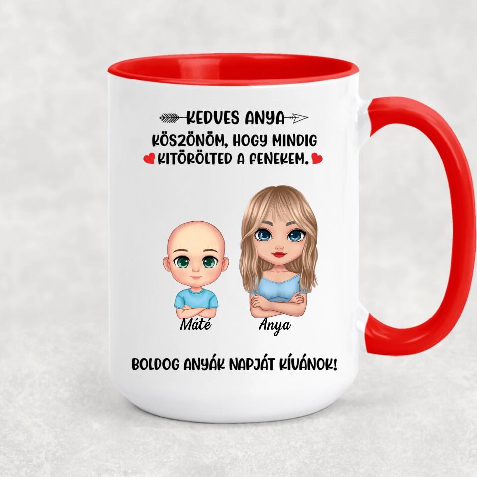 Egyedi bögre édesanyáknak - köszönöm, hogy kitörölted a fenekem