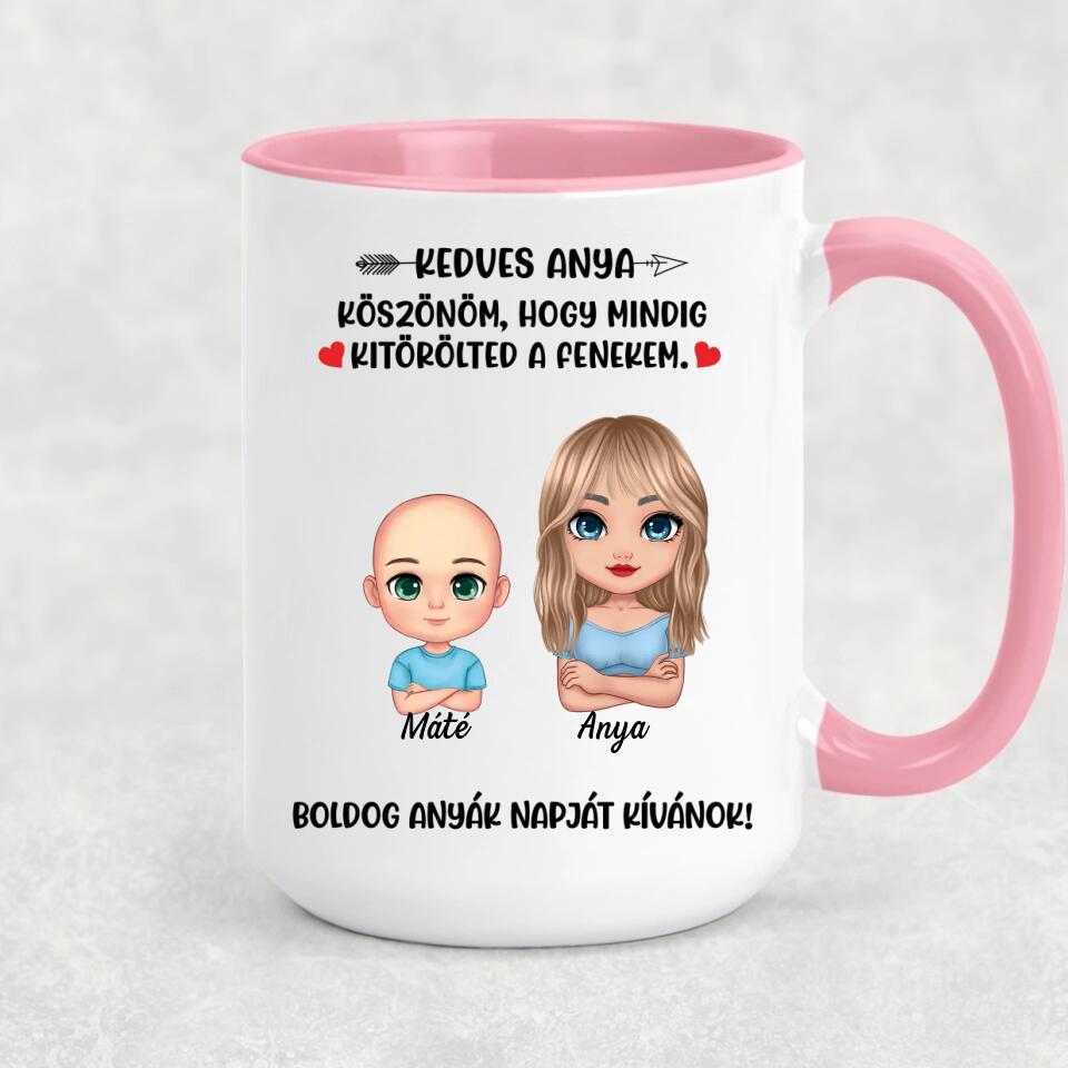 Egyedi bögre édesanyáknak - köszönöm, hogy kitörölted a fenekem