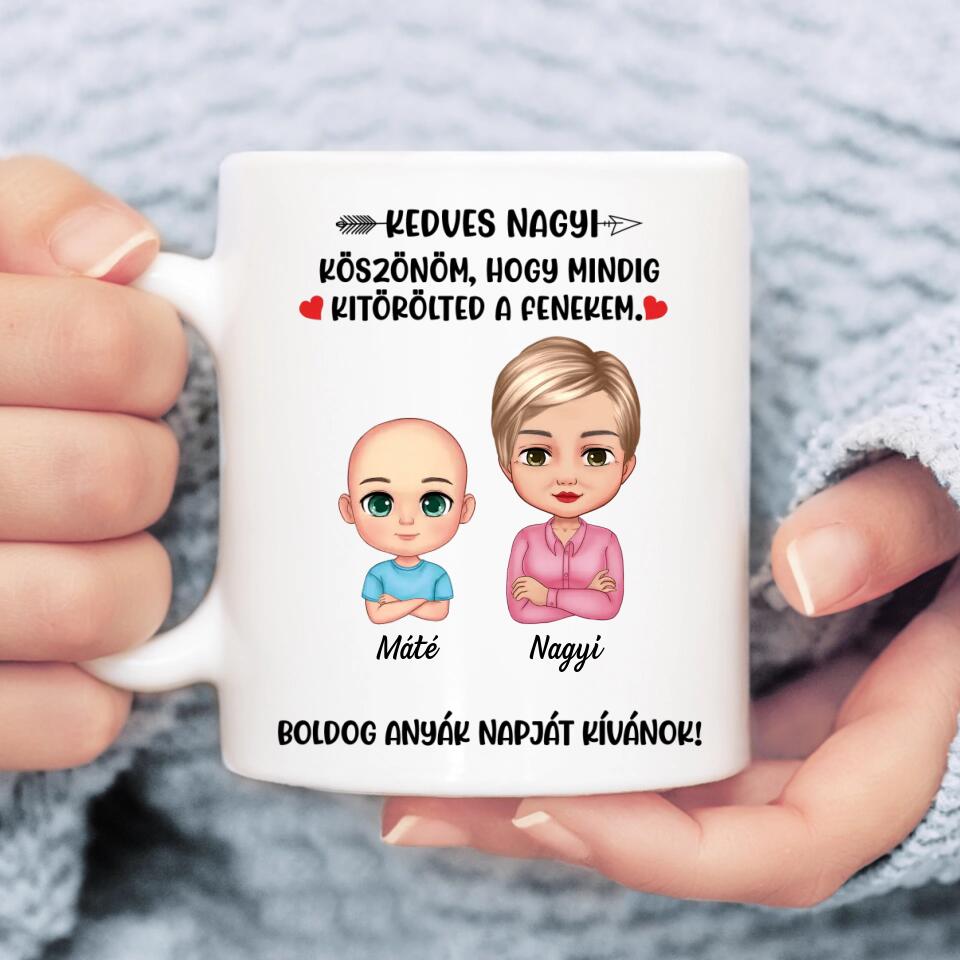 Egyedi bögre nagymamáknak - köszönöm, hogy kitörölted a fenekem