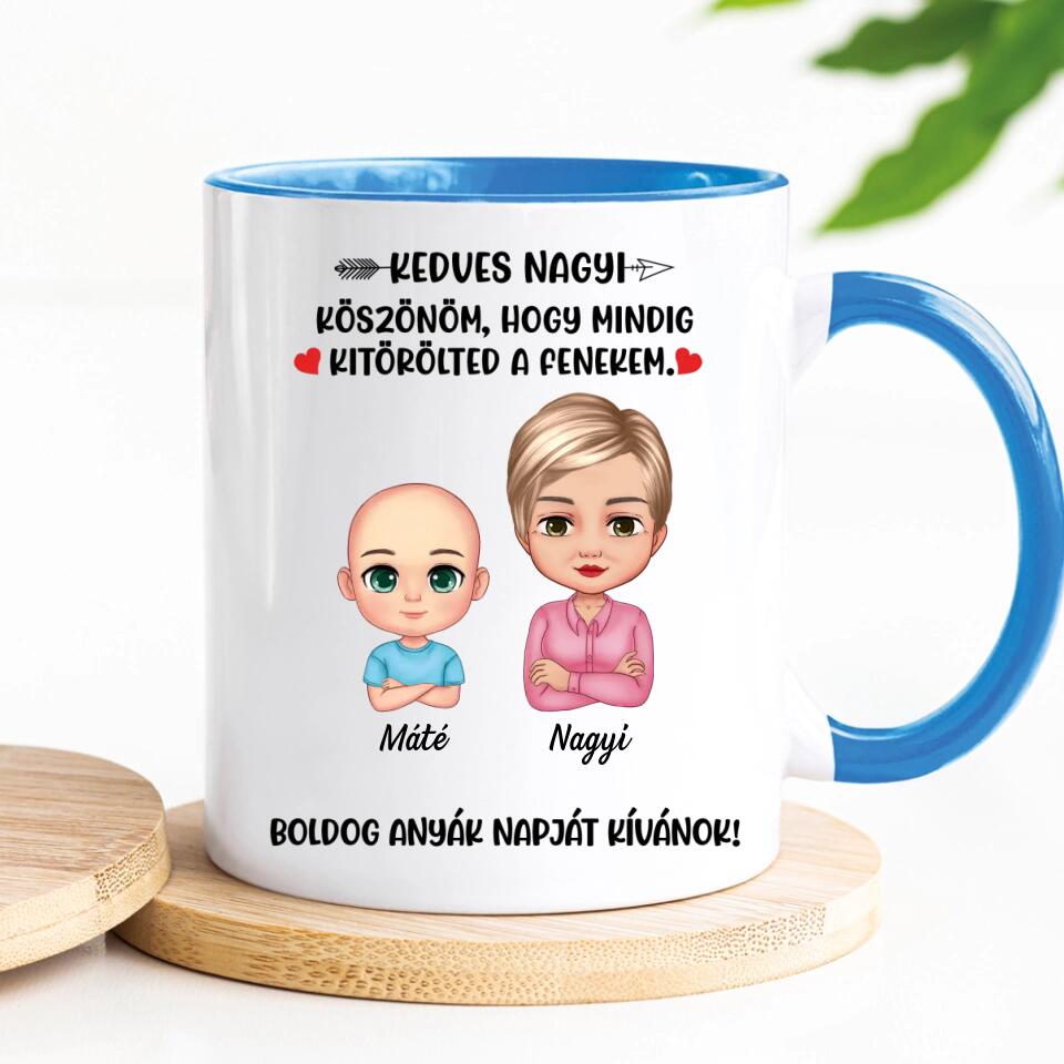 Egyedi bögre nagymamáknak - köszönöm, hogy kitörölted a fenekem